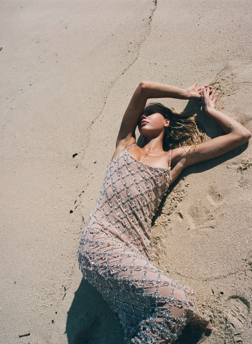 Calliope Luxury Crystal Maxi Party Dress - Oceanus Swimwear