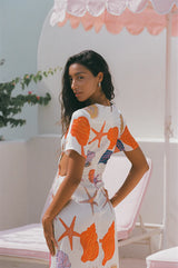 Lydia Midi Party Dress White - Oceanus Swimwear