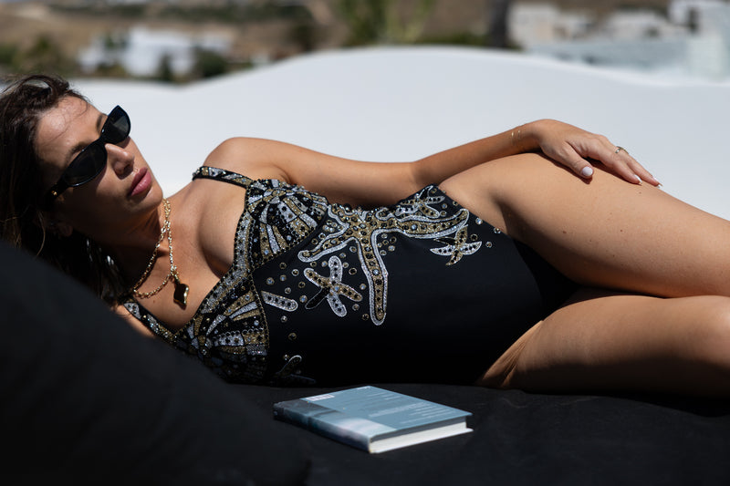 Selene Sea Shell Swimsuit in Black
