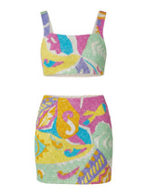 South Beach Azure Beaded Crop Top Multi colour