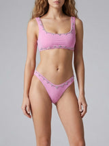 Aaliyah Hand Embroidered Crystals Bikini Top in Pink