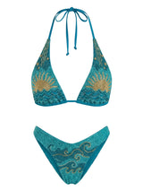 Sunshine Glow Beaded Bikini Top in Green
