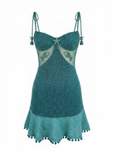 Green Starfish Beaded Mini Dress