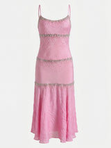 Rose Crystal Beaded Midi Dress