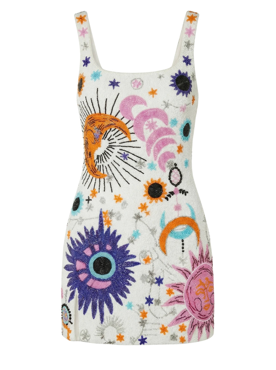 Celestial Star Mini Dress in Black and White