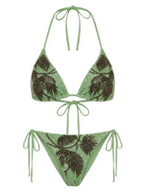St. Barth Green Hand-Beaded Crystal Bikini Top