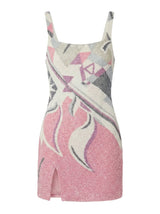 Sofia Hand Beaded Pink Party Dress Multi Color