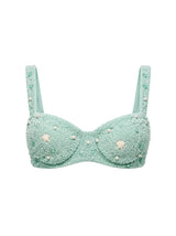 Heidi Shell Hand-Beaded Blue Bikini Top