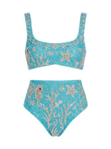 Ocean Starfish Hand-Beaded Bikini Aqua Blue