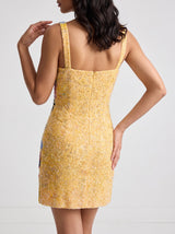 Havana Yellow Beaded Mini Dress