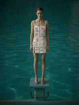 Talia Hand Beaded Multi-Coloured Crystal Party Dress in Stock
