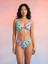 Luna Two-Tone Floral Embellished Bikini Bottom