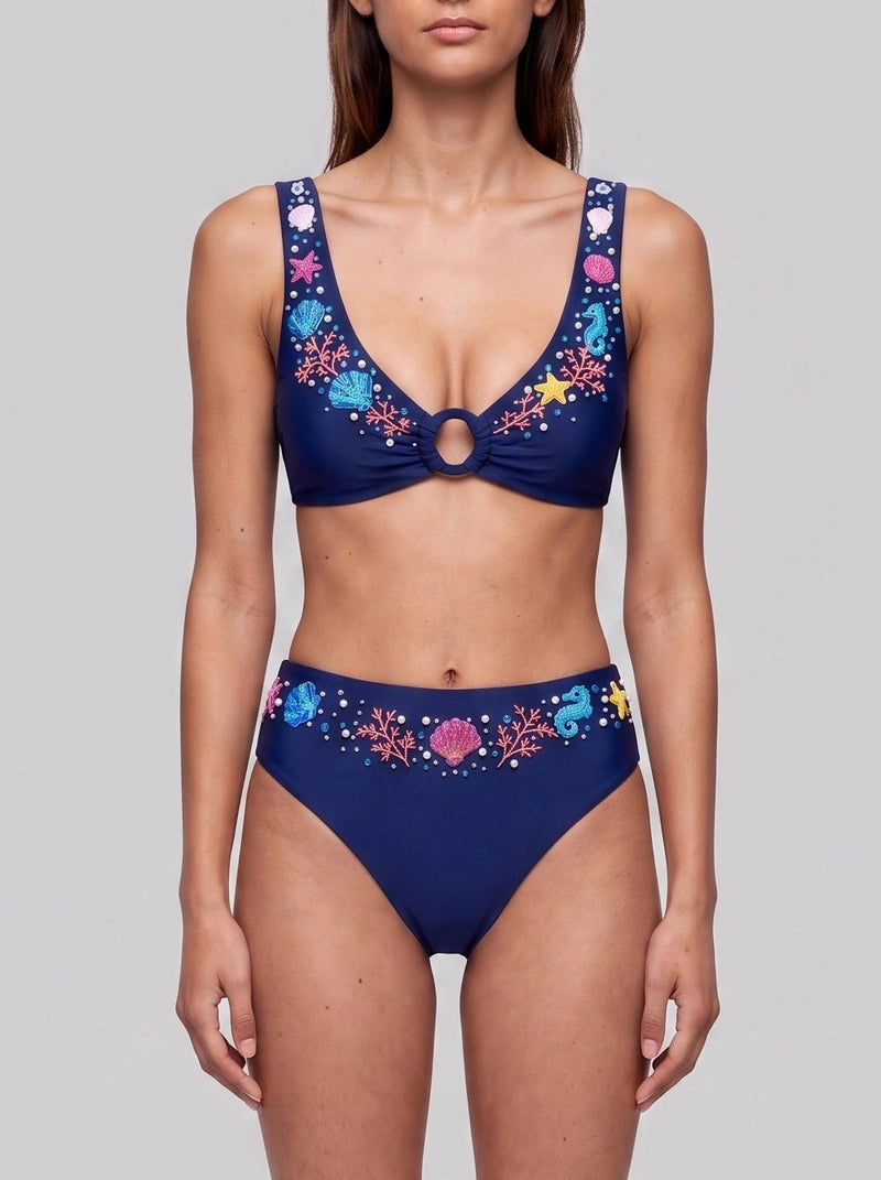 Oceanus Pearl Tide Navy Bikini Top