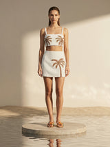 Palm Tree Gold Co Ord Skirt