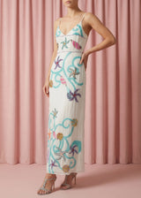 Marella Tides Maxi Dress – Wave-patterned resort maxi long dress – Oceanus Swimwear