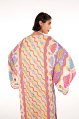 Oceanus x Zandra Rhodes Dream Kaftan Dress – Artistic patterned kaftan maxi long dress – Oceanus Swimwear