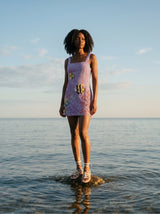 Morish Idol Hand Beaded Mini Dress Purple