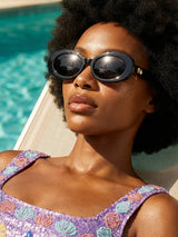 Oceanus x SOJOS Veronica Sunglasses Black