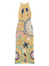 Pearl Halter Crochet Maxi Dress Multi Coloured