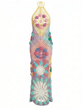Rowan Halter Maxi Crochet Dress Multi