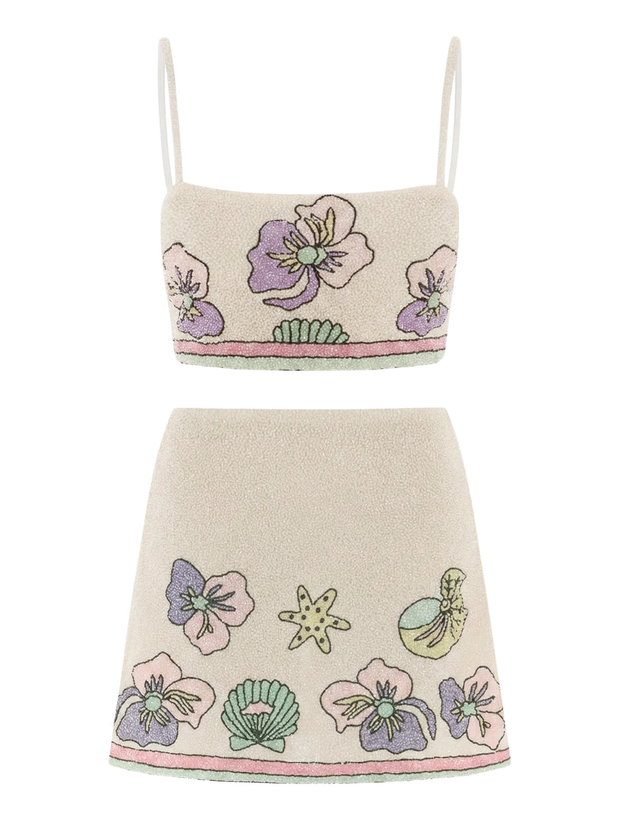 Tallulah Crystal Co-Ord Mini Skirt Multi Colour