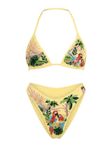 Charli Embellished Premium Tropical Bikini Top in stock