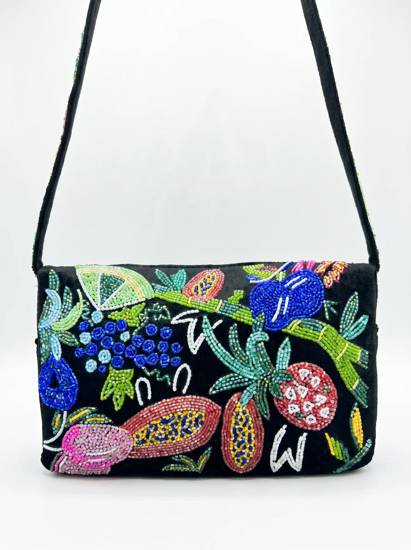 Carmensita Black Hand Embroidered Hand Bags