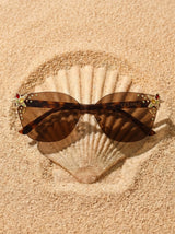 Oceanus x SOJOS Glowheart Sunglasses Brown