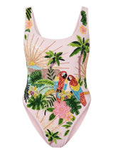 Maya Scoop Back Tropical Swimsuit - Pink in stock