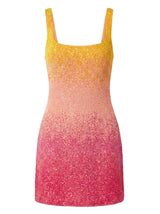 Sofia Hand Beaded Party Dress Orange Pink Ombre