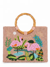 Flamingo Wooden Ring Bag