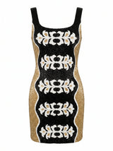 Oceanus x Bárbara Hulanicki Serpentina Black Gold Mini Dress