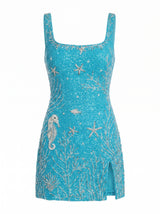 Azure Reef Blue Mini Dress