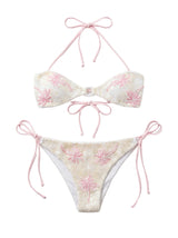 Jessica Pink Palm Whisper White Bikini Top
