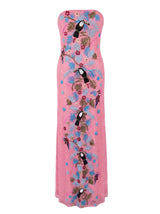 Aya Fully Beaded Pink Maxi Dress