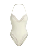Coral Plain White Cream Swimsuit