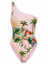 Paisley One Shoulder Luxe Pink Swimsuit