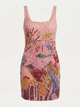 Oceanic Bloom Pink Mini Dress