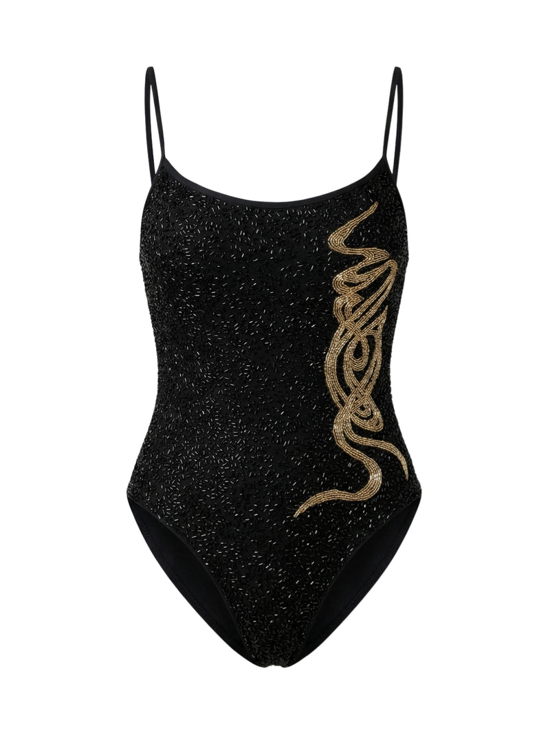 Oceanus × Bárbara Hulanicki Serpentina Noir Scoop Neck One-Piece Swimsuit