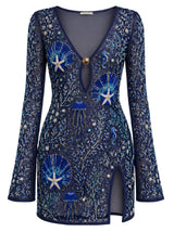 Coralie Sheer Navy Mini Dress