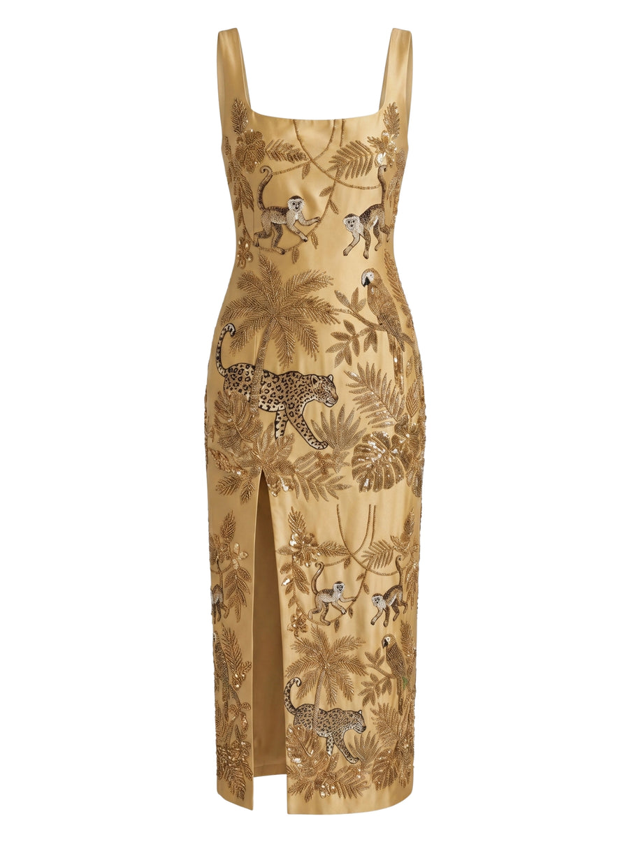 Zola Gold Midi Slip Dress