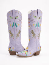 Oceanus Multi Colour Embroidered Western Long Boots