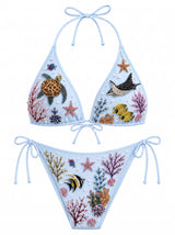 Manta Ray and Turtle Multi color Bikini Bottom