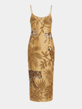 Zola Gold Midi Strap Dress
