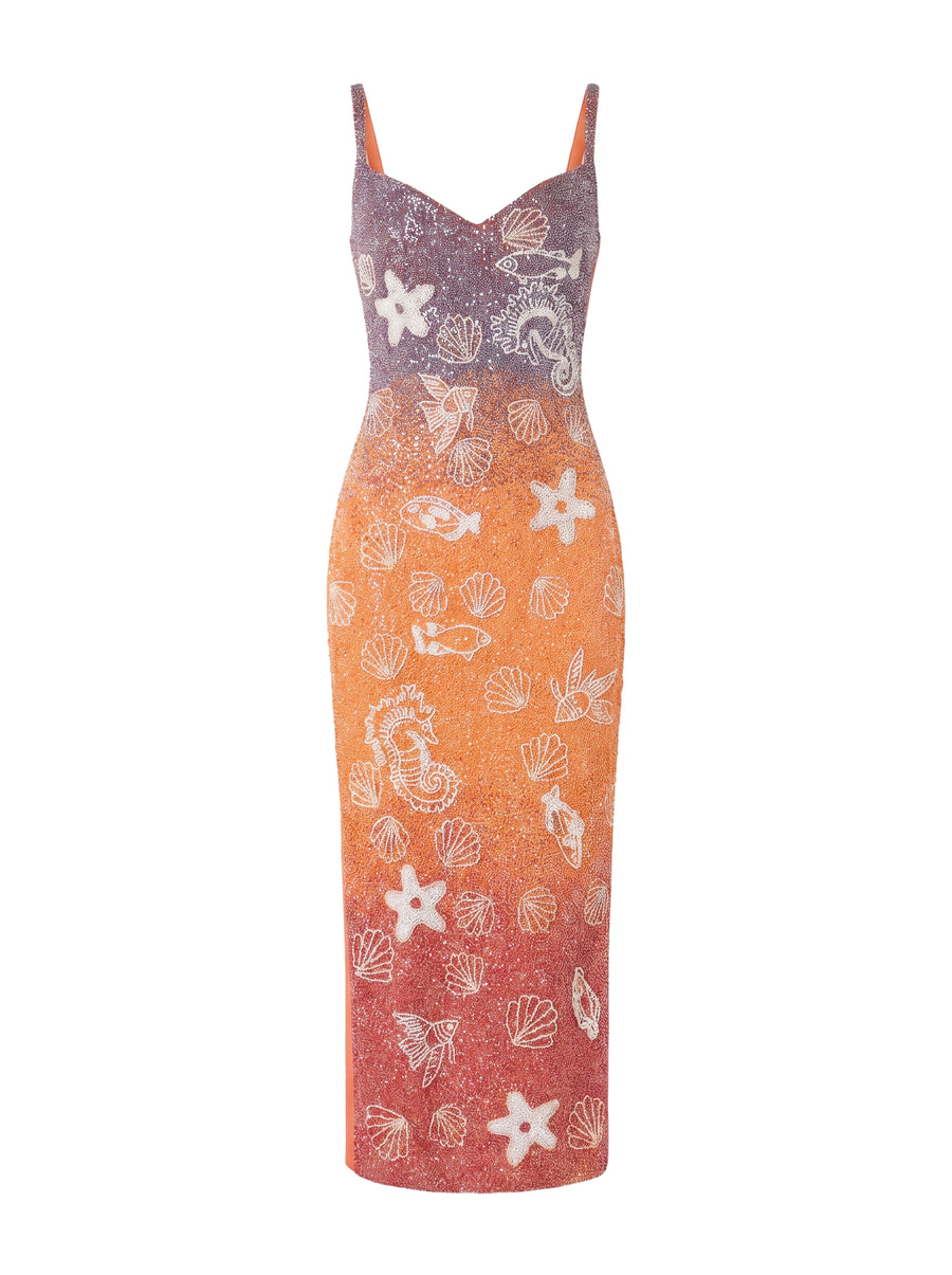 Champagne Glow Maxi Dress Purple Orange