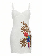 Cassie Parrot White Mini Dress