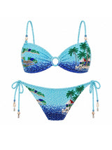 Oceanus x Taylor Nunez Island Blue Bandeau Bikini Top