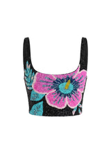 Royal Hibiscus Black Co-ord Top