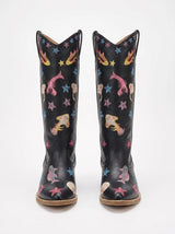 Arizona Embroidered Leather Boots-Multi Color