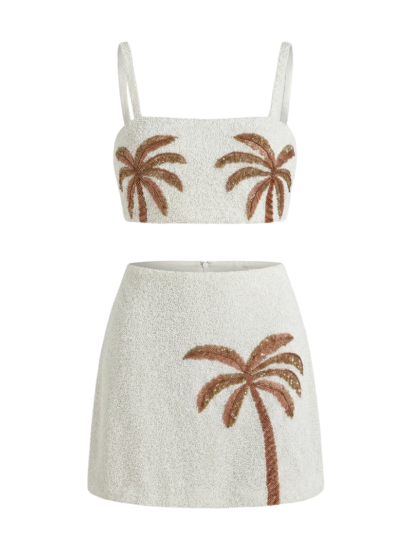 Palm Tree Gold Co Ord Skirt